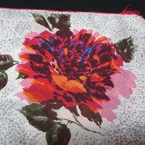Red Tones Floral Scarf, Circa 1960s in Silk Blend, 30 Inches Square, Large Print Flowers, Vintage Fashion Accessory, Hand Rolled Hem image 3