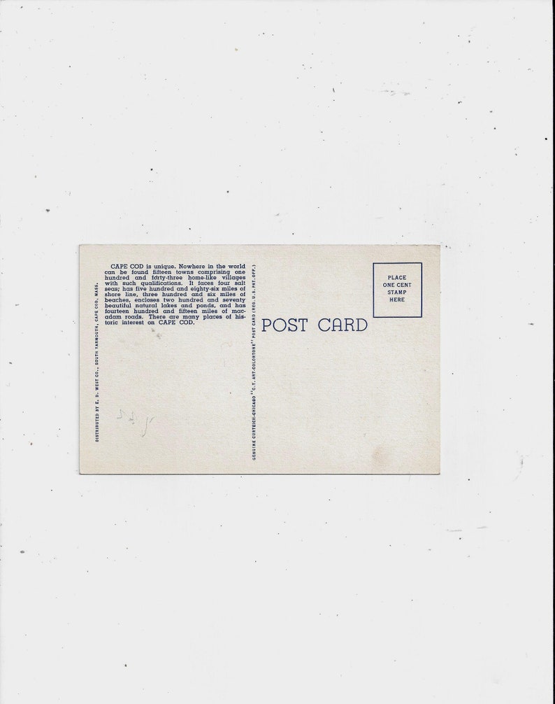 1940s Linen Postcard of Tourists/' Auto Map of Cape Cod Massachusetts Routes 6 Unposted 132 FREE USA Ship 28 Travel Souvenir
