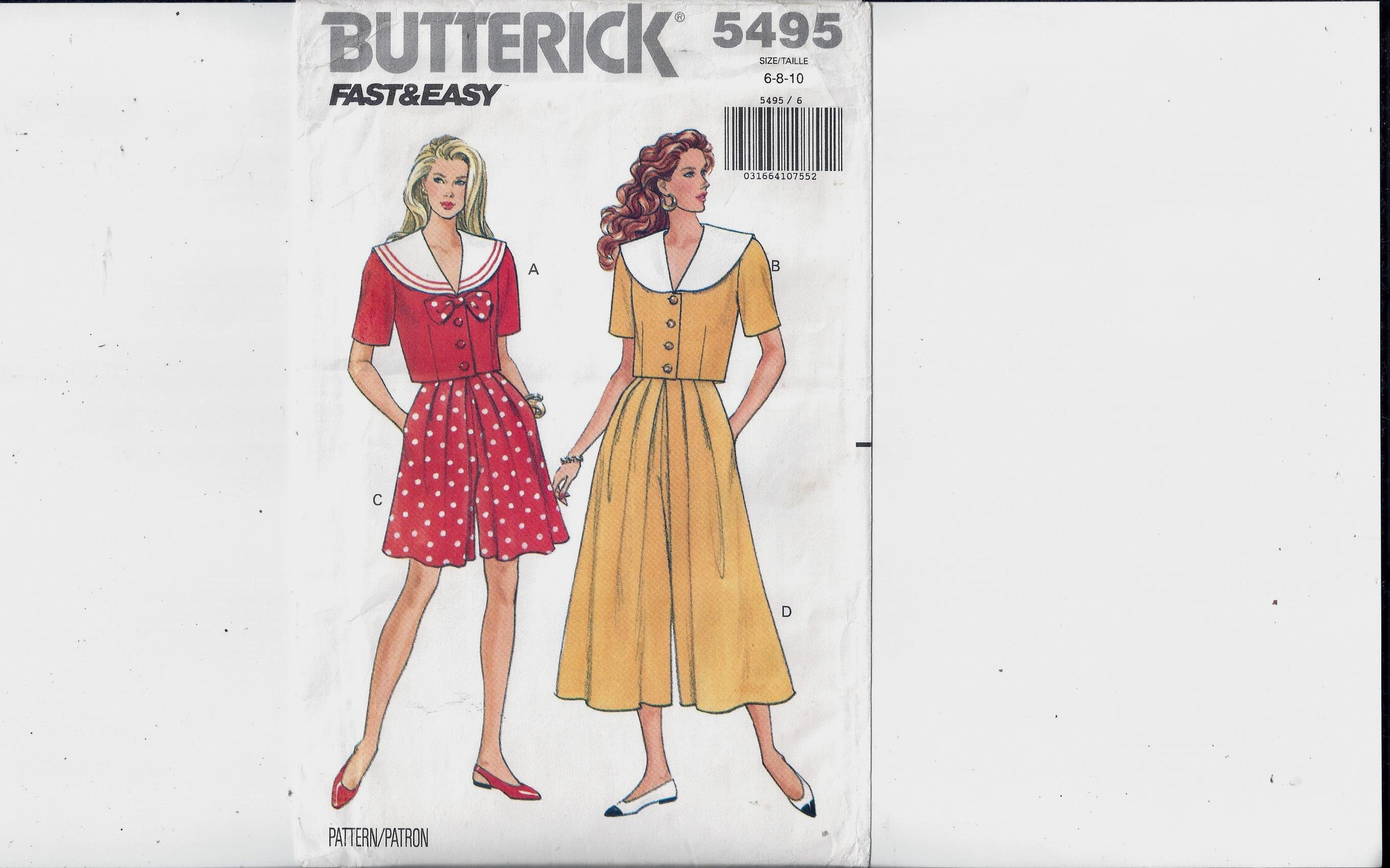 Butterick 5495 ミセス用トップ、スプリットスカート、サイズ 6