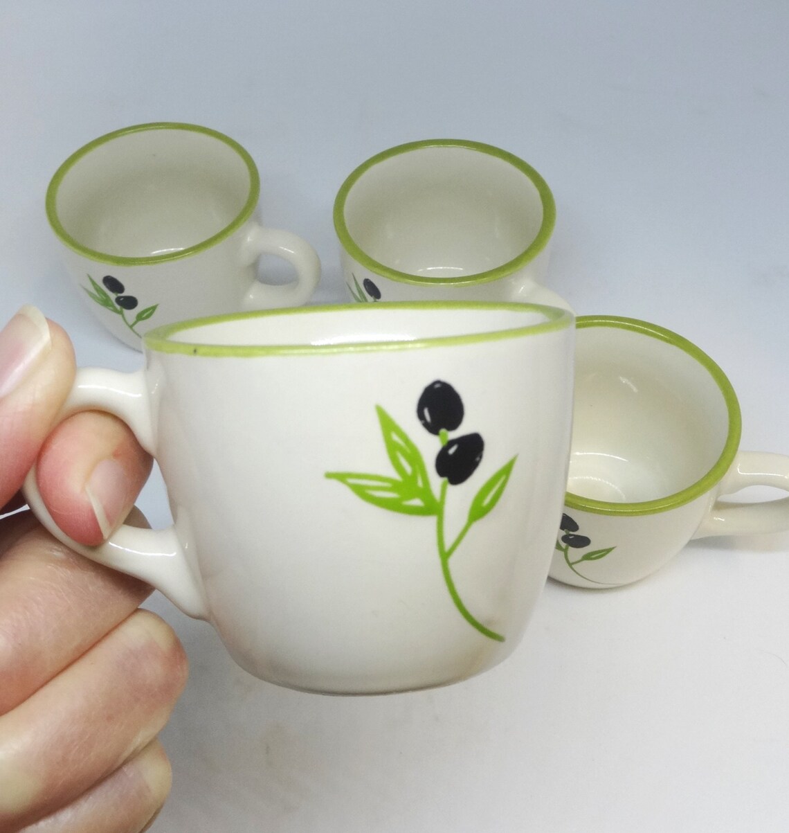 Set of 4 Hand Painted MSRF Inc. Demitasse Cups Black | Etsy