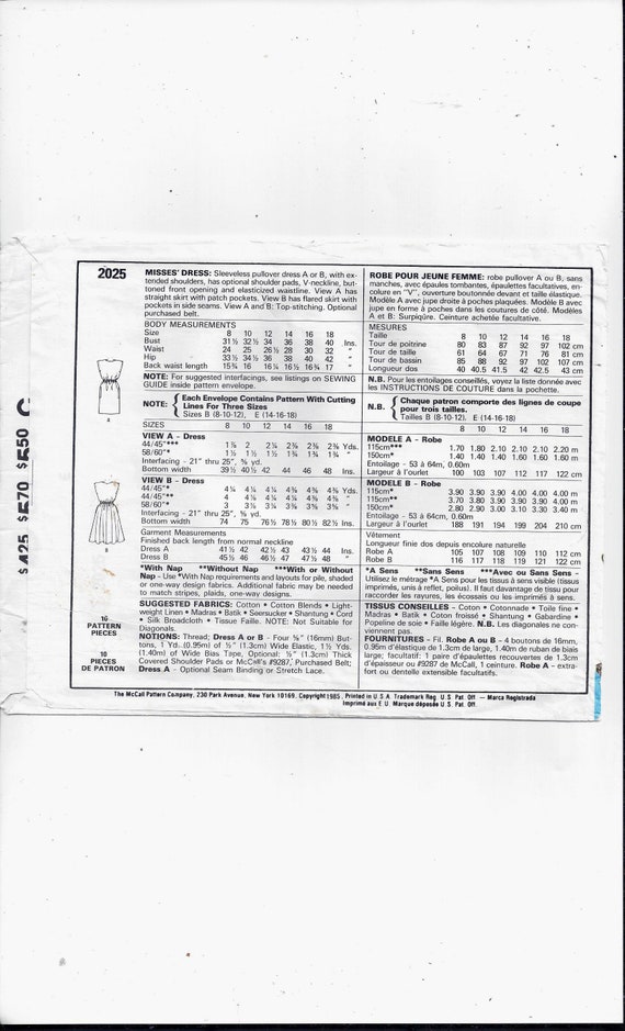 Modèle 2025 De McCall Pour La Robe Des Femmes, Taille 14 16 18, à