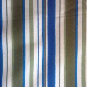 Quilting & Sewing Fabric BY the YARD, Maywood Studio, 1951 Roses by Jackie Robinson, Blue, Olive Green Stripe, Satin Finish, All Cotton