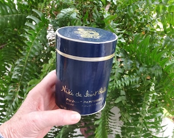 1970s Niki de Saint Ralie Perfumed Powder by Jacqueline Cochran, Oval Cardboard Container, 5, Some Content, Vanity Perfume, Upcycle Supply