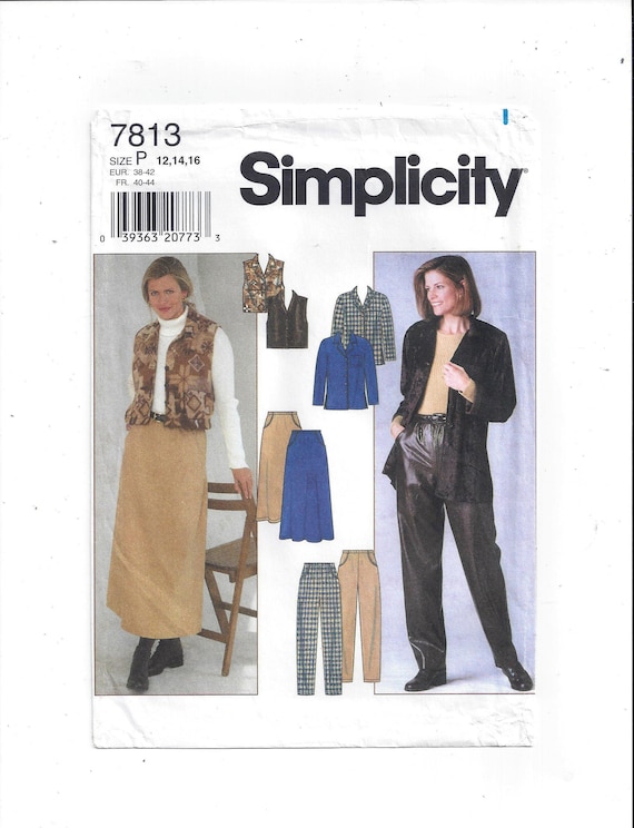 スペシャル特典 7813 Simplicity Pattern Skirt Vest, Jacket, Misses' for 裁縫材料