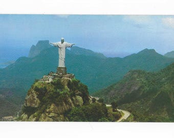 Vintage Christ the Redeemer Statue Long Postcard, Rio de Janeiro, Brazil, Unposted