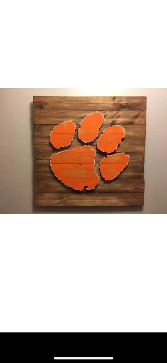 Clemson Tiger Paw 3 D Wood Sign Hand Made National Champions