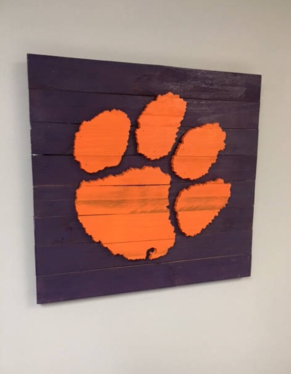 Clemson Tiger Paw 3 D Wood Sign Hand Made