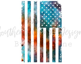 American Flag Watercolor Galaxy Space Colorful Popular Design PNG DIGITAL DOWNLOAD for sublimation or screens