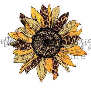 Cheetah Leopard Sunflower Design PNG DIGITAL DOWNLOAD for sublimation or screens