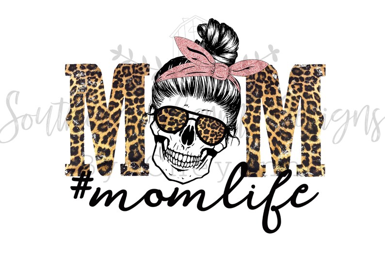 Download Mom Life Skull Cheetah print Retro Bandana PNG DIGITAL | Etsy