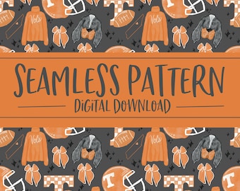 Seamless Pattern Croquette bows sports hand drawn PNG fall digital download for fabric