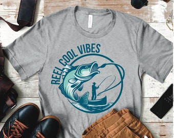 Reel Cool Vibes Mens Father’s Day shirt design png digital download for sublimation or screens dtf