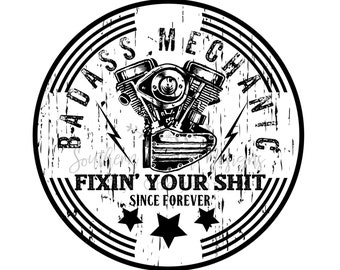 Men's Badass Mechanic Distressed Design PNG DIGITALE DOWNLOAD voor sublimatie of schermen