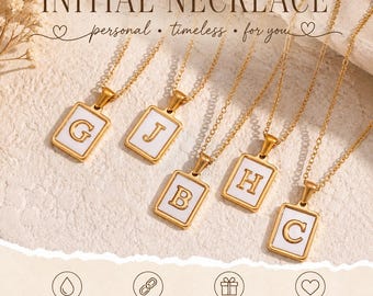 PVD Gold Initial Necklace, Personalized Letter Necklace, Dainty Initial Pendant, 18K Gold PVD Necklace, Gift for bridesmaids