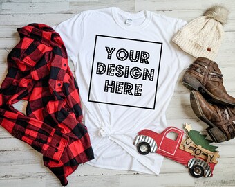 Camisa blanca Mockup christmas mockup Buffalo Plaid DIGITAL DOWNLOAD MOCKUP