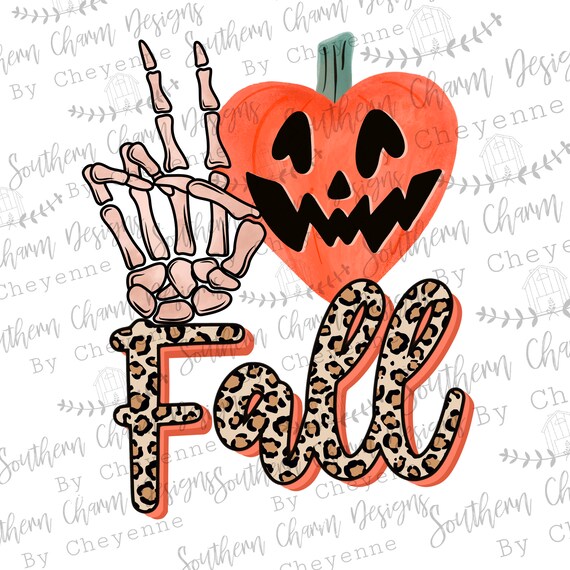 Peace love fall Halloween pumpkin png digital download for sublimation or screens