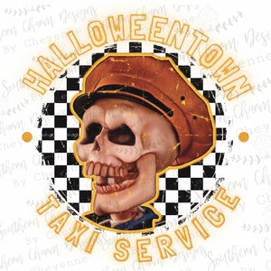 Halloween Skeleton Taxi Service PNG digital download for sublimation or screens dtf mockup included
