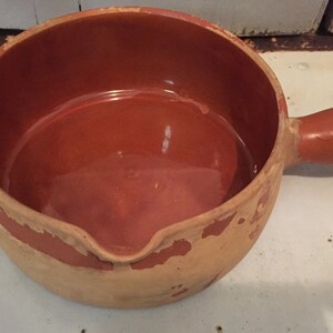 Vintage Provincial Ware Stoneware Casserole • Burnt Orange Glaze • Stick Handle Bean Pot / Bread Crock
