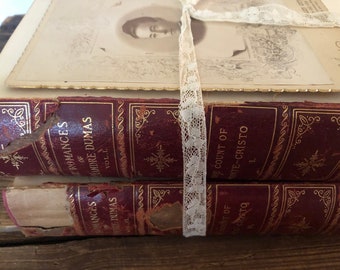 Rustic Antique Books with Ornate Decorative Spines, Old Books - You WILL receive the Set of Books shown!