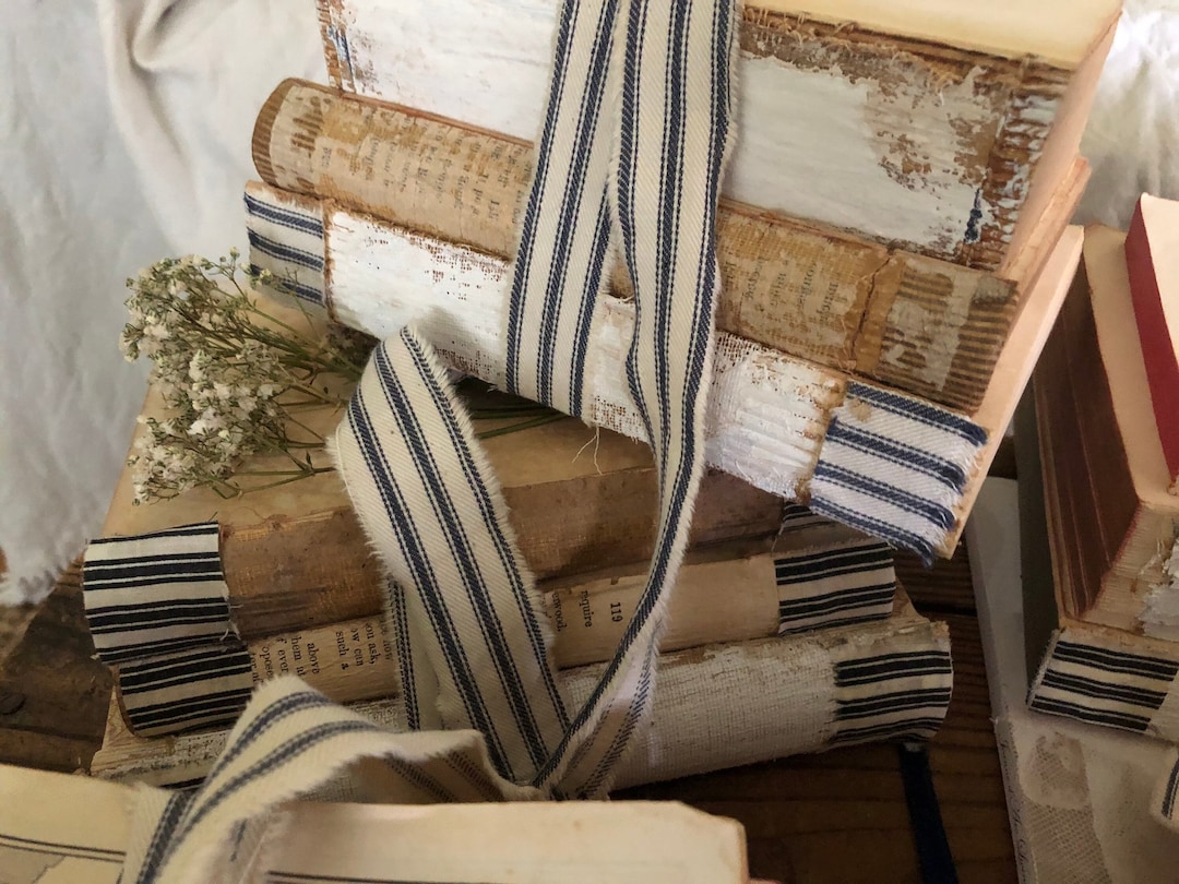 Rustic Book Stack Decor, Vintage Book Bundle With French Country ...