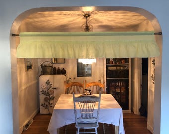 Vintage Yellow Ruffled Topper: 48"w Cotton Window Crown