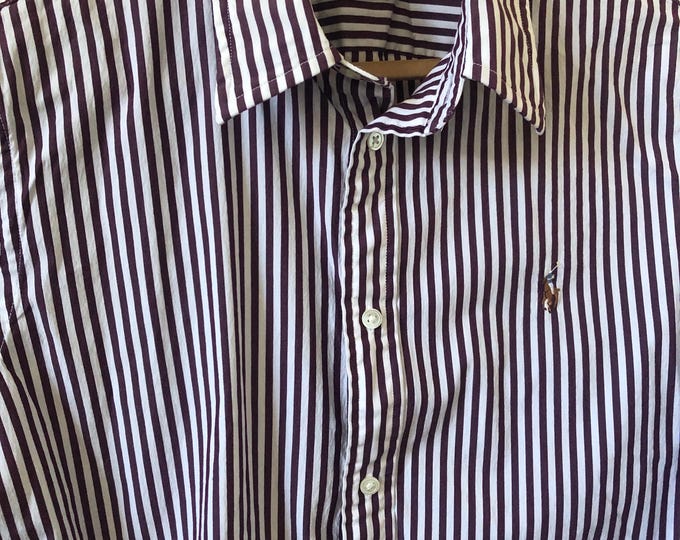 Vintage Polo Ralph Lauren Women’s Slim Stretch Shirt – Plum Stripe ...