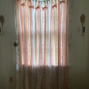 Pink Bow Curtain 42&quot; Wide x 7&#39; drop,  Baby Girl or Nursery Curtains