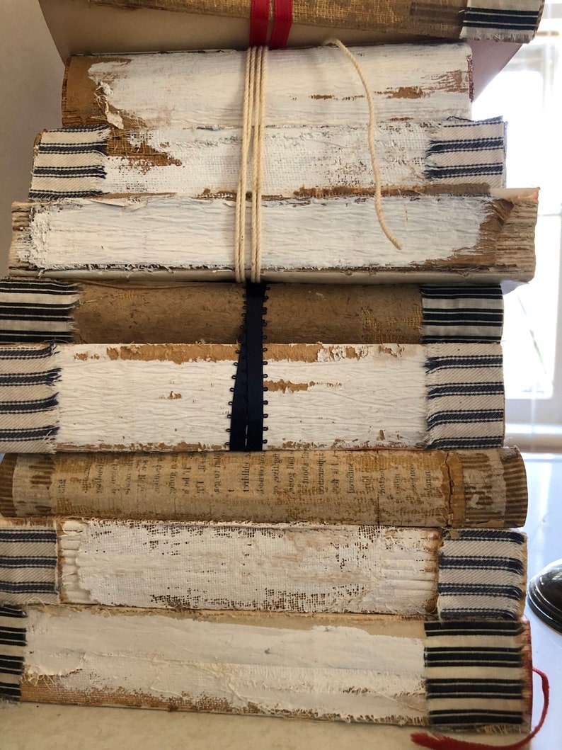 Rustic Book Stack Decor, Vintage Book Bundle With French Country ...