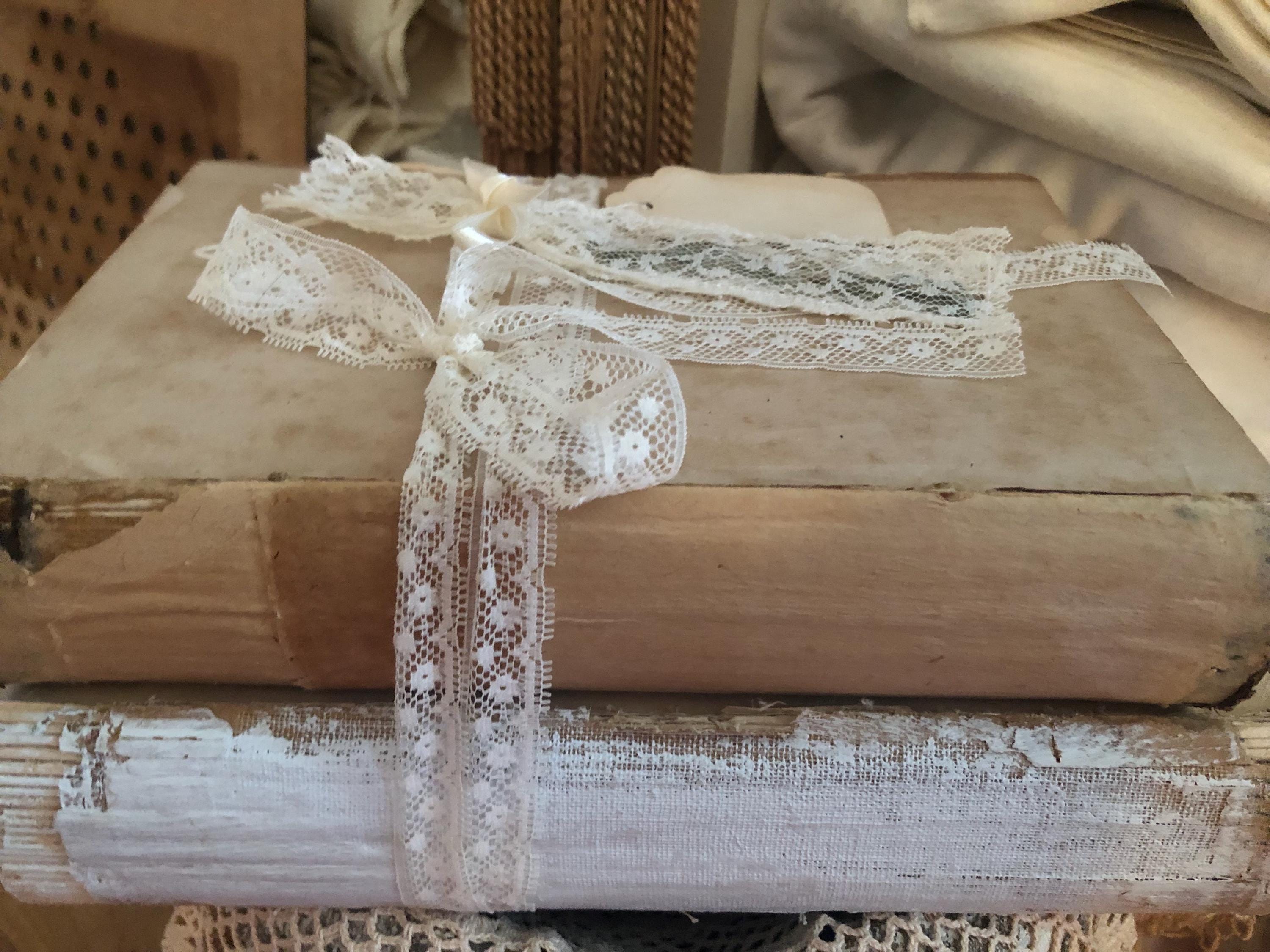Rustic Book Stack, Farmhouse Vintage Decor, 2 Large Unbound Books ...