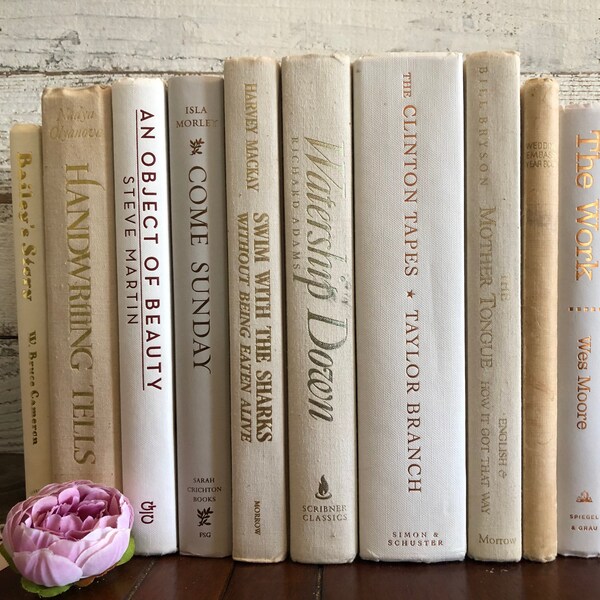 White Decorative Books Etsy