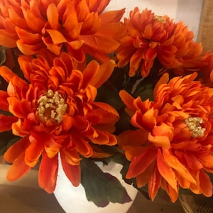 Faux Mum Stem, Texas Homecoming Mums, Faux Flowers, Bunch Fall Mums, Artificial Silk Flowers
