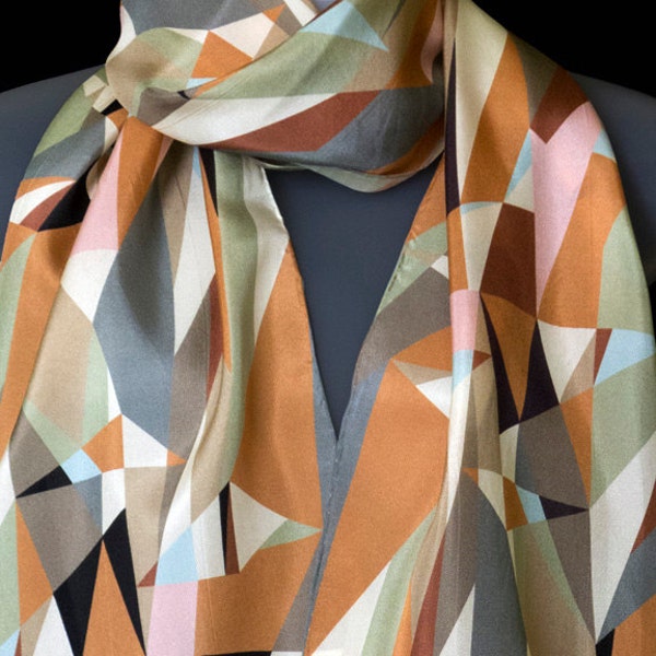 Geometric Silk Modern Women's Scarf, 12" x 67", by Lorenz Hermsen.