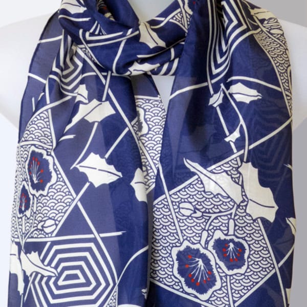 Japan-Inspired Silk Floral Scarf, 12" x 64", by Lorenz Hermsen.