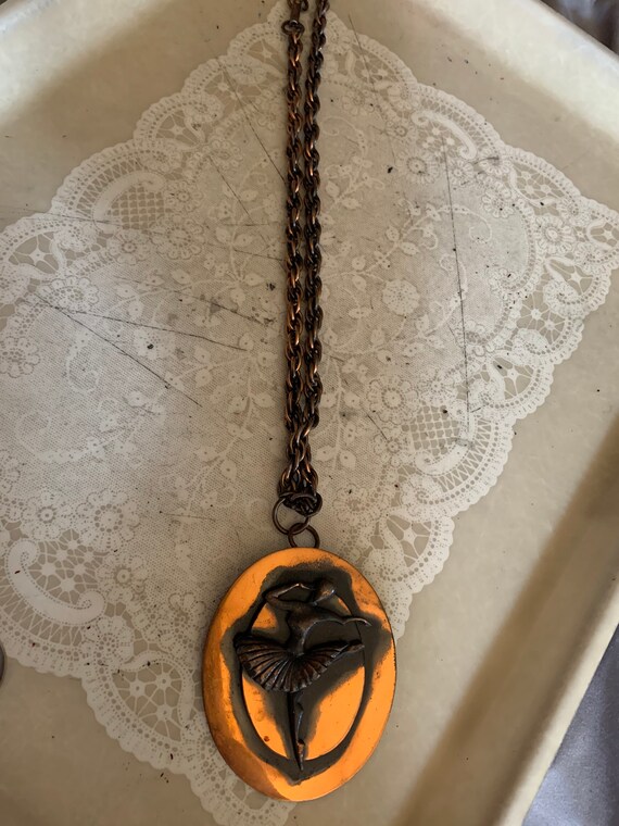 Mid Century Modern Copper Broach/Necklace - image 3