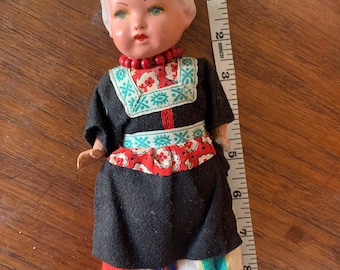Vintage 1930s-40s Composition Dutch Girl Doll Wooden Shoes Clogs