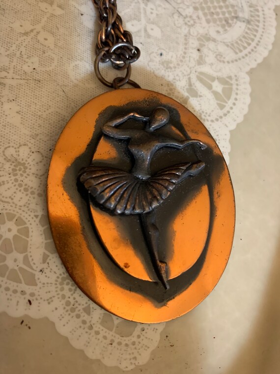 Mid Century Modern Copper Broach/Necklace - image 2