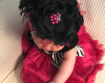 Zebra print, black & pink headband