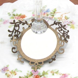 10 Bronze filigree & ivory Wine glass charms wine tags paper wine glass markers charm place cards fancy paper wine glass charm custom colors