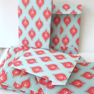 Turquoise and red Marrakesh envelopes Small gift card note envelopes. Qty 12 - 4-1/4 x 2-3/4 in