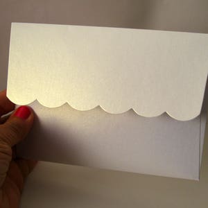 25 White Gold Shimmer A6  Envelopes Scalloped/straight flap 4.75 x 6.5 inches envelope Custom white satin envelopes invitation wedding party