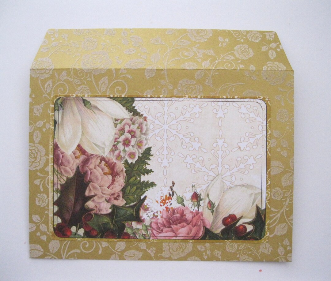 Qty 10 A7 Straight Flap Gold Embossed Envelopes Shabby Chic Vintage French Handmade Envelopes 5
