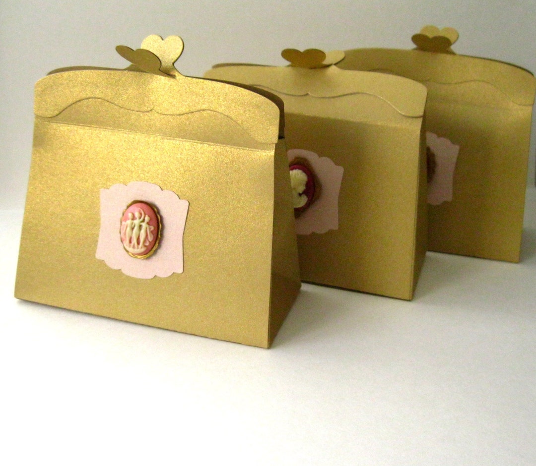 6 Minipurse Gift Box Gold and Cameo Purse Gift Card Holders Gift Cards