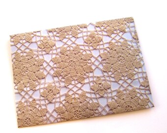 20 A6 or A7 Taupe crochet lace pattern envelopes Handmade envelopes  lace pattern invitation announcements stationery cottage style