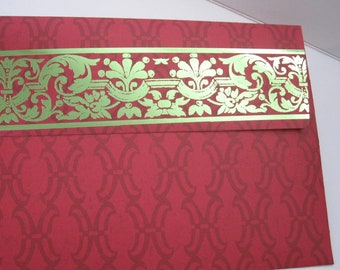 Qty 10 A9 envelopes Red and gold foil cardstock envelopes embellished Handmade large A9 Brochure Invitation Envelopes 6 x 9 inches Wedding