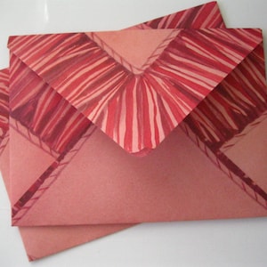 25 Rose pink ribbon ruffle pattern A7 envelopes 25 Handmade envelopes 5-1/4 x7-1/4 pink invitations announcements stationery romantic style