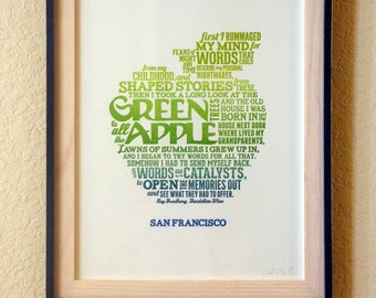 Green Apple (Ray Bradbury): Buchdruck typografischer Breitseitendruck (11"x14")