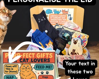 Katzenliebhaber Geschenkbox | Personalisierte Katzen Themed Geschenk Set |  Feline Lovers Care Paket