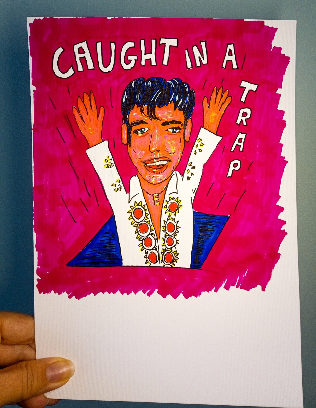 Elvis Caught in a Trap Original Doodle Art Felt Tip Presley Etsy