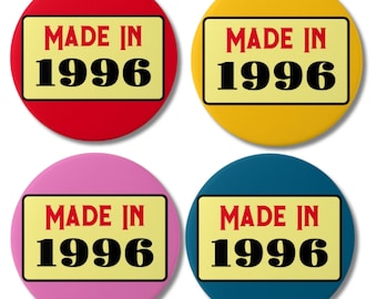 30th Birthday Badge: Made in 1996 Retro Pin