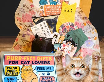 Geschenkkorb für Katzenliebhaber gemischte Box voller catty Dinge